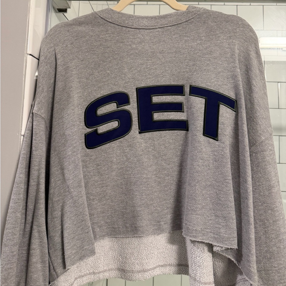 SET Active Gray Sweater with Blue Logo